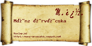 Münz Árvácska névjegykártya